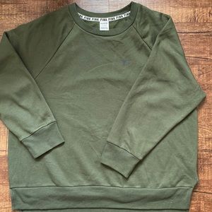 PINK olive green crewneck sweater